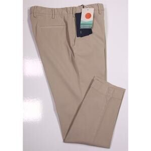 Incotex Mens Chino Pants 34x29 Khaki Flat Front Tight Fit Comfort EU 52 NWT